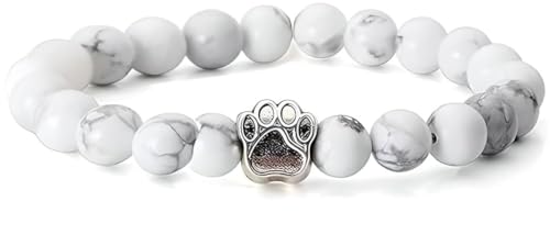 Stone Paw Bracelet - Animal Bracelet with Natural Gemstone Charm - Adjustable Cord Wristband for Pet Lovers, Dog Owners & Cat Enthusiasts - Handcrafted Jewelry for Men & Women