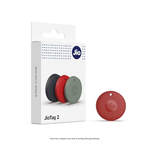 Image of JioTag (2nd Generation) (Red) - Android or iOS Compatible IP64 Rated Worldwide Item Finder for Keys, Wallets, Luggage, Gadgets and More |1+1 Year Battery | No SIM Needed