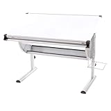 Mendler Kinder-/Jugend-Schreibtisch Sch&uuml;lerschreibtisch B&uuml;rotisch Oxford, h&ouml;henverstellbar, neigbar - wei&szlig;