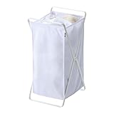 Yamazaki Home Laundry Basket - Foldable Storage Hamper Organizer Steel One Size White
