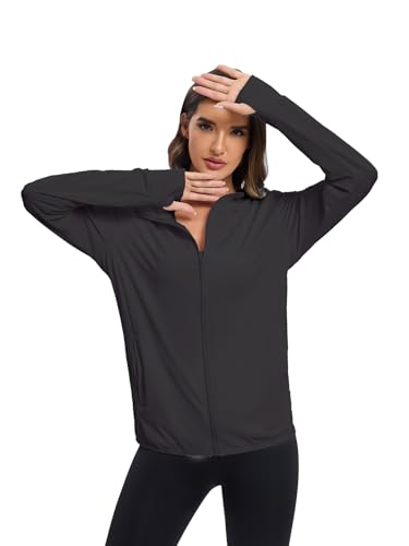 Women's Sun Protection Jacket UPF 50+ Full Zipper Long Sleeve UV Hoodie Shirts Outdoor Athletic Jacket with Pocket4