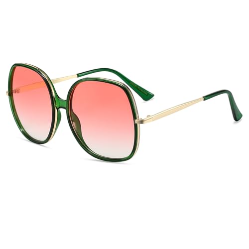 Image of Freckles Mark 70s Super Oversize Square Sunglasses for Women Vintage Rectangular Plastic Frame