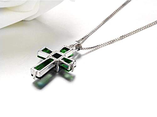 Collier en argent pour filles résistant et pendentif croix verte - 3