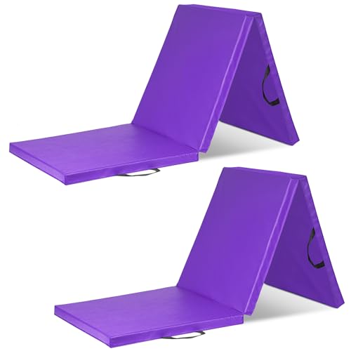 Image of ProsourceFit Tri-Fold Folding Thick Exercise Mat 6'x2' with Carrying Handles for MMA, Gymnastics, Stretching, Core Workouts