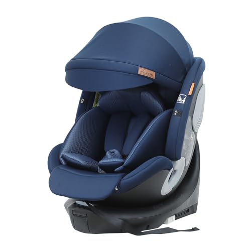 ＧＵ ＭＯＤＥ チャイルドシート ジュニアシート 新生児～12歳頃（身長40-150cm）（0-36kg）360°回転式 ISOFIX対応 R129適合 サポートレッグ付き ロングユース 取付簡単 5年保証 ブルー【3Dメッシュ/シェード付き】