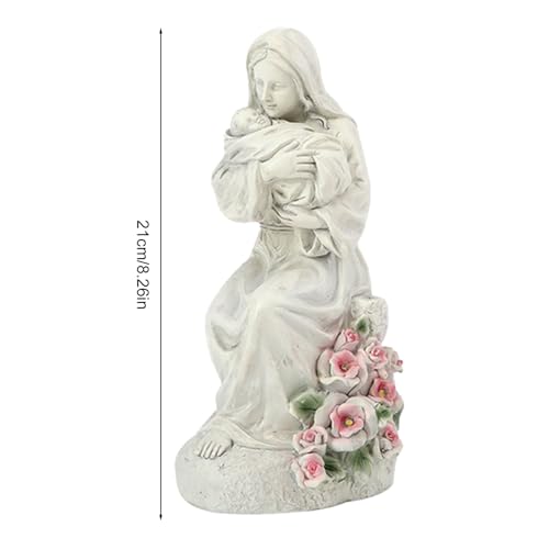 Figurine mère tenant fils : sculpture bureau familial avec ornement LED de chevet
