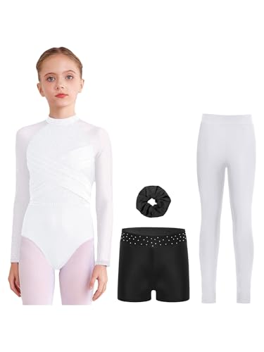 Ensemble gymnastique fille extensible 4 pièces pour gala de danse et gym