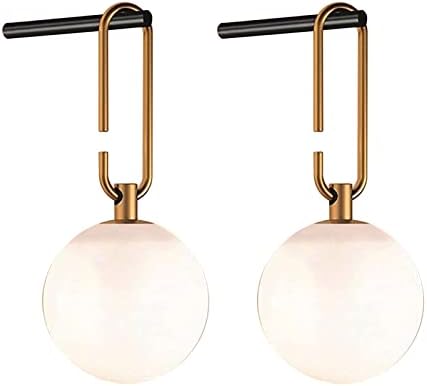 jengush Juego de dos lámparas de pared inalámbricas, funciona con pilas, con control remoto, iluminación de pared regulable para dormitorio, lámpara de pared de latón minimalista, con bombilla,