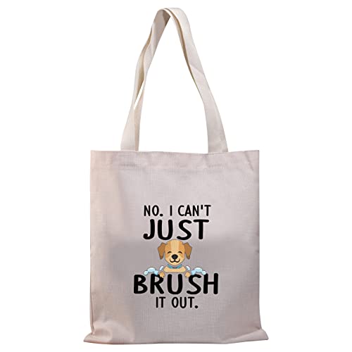 PLITI Dog Groomer Gift Tote Bag(Brush it out TGU), 14.2 x 12.6 inches