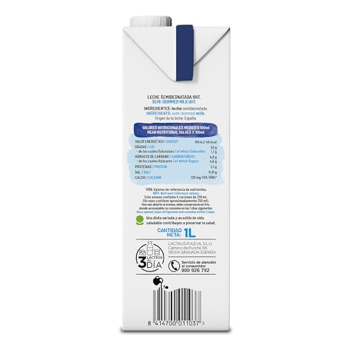 Miniatura 6 de Lauki - Leche Semidesnatada De Bienestar Animal - Sin Azúcar Añadido Y Sin Gluten - Brik Uht Pack 6 X 1l