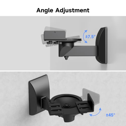 Image of suptek Small Dual Side Clamping Bookshelf Speaker Wall Mounting Bracket for Small Surrounding Sound Speakers, Hold up to 55lbs Black SPM201SE