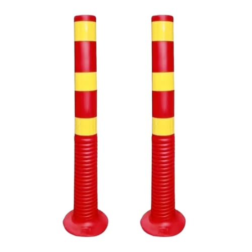 AIMALL 2 Pack 29.5in Flexible Traffic Safety Cones, Red Road Warning Cones with Yellow Reflective Stripes, Impact-Resistant EVA, 7.8in Base for Parking