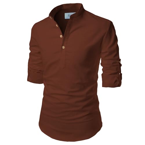 Image of Men's Full Sleeve Beige Color Cotton Blend Spread Slim Fit Shirt Style Kurta for Men and Boys