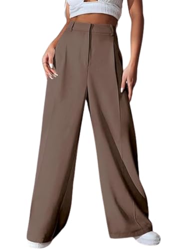 Image of GRECIILOOKS Women High Rise High Waist Trousers Flared Korean Style Formal Pants| Elegant Workwear for Office, College & Events (Available in Plus Size)