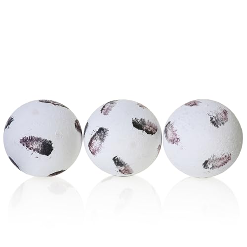 vskikris Decorative Balls for Centerpiece, Set of 3, 4 inch, Feather Pattern, Coffee Table Decor