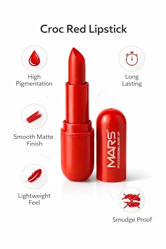 Image of Mars-Matte Creamy Lipstick | Non-drying, Highly pigmented Lipstick | Shade- multisades, 3.8gm| (CROCK RED)