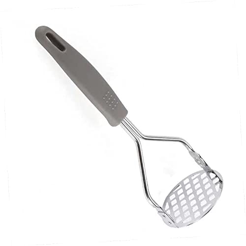 Image of YANCI Potato Masher, Stainless Steel Ricer Kitchen Gadget with Non-Slip Handle, Masher Utensil for Mashed Pav Bhaji, Vegetables, Fruits & Baby Food, Grey, Pack of 1