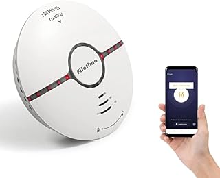 Wi-Fi Smoke Alarm, Fire Alarm Smoke Detector with Large Silence Button and Replaceable Battery,Conforms to EN14604 Standard,Sound and Flash Alarm 85dB/3m for Home Bedroom and Kitchen, Easy Install
