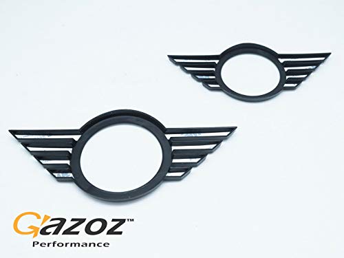 Gazoz Performance Front & Rear Glossy Black Emblem Badge Cover Overlays For 2019-Up Mini Cooper F55 F56 F57 Lci After Facelift Model #TOP2