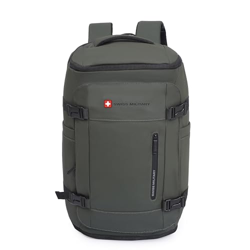 Image of SWISS MILITARY Black Gold Collection Aster Laptop Backpack, Travel Trekking Bag with Trolley Strap, Water Resistant, Multiple Compartments, Front Zip Pocket, Laptop Sleeve, Outdoor & Office Bag (29L)