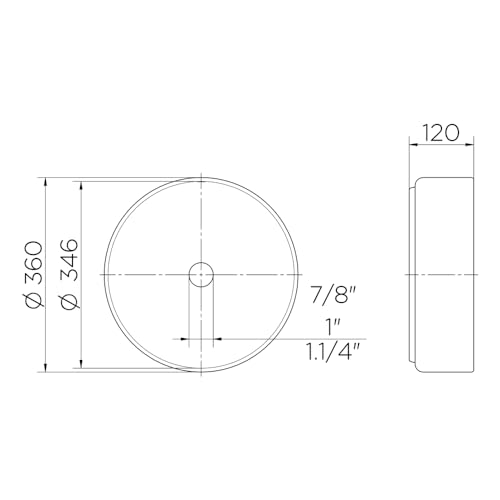 Docol Cuba de Apoio Redonda 360x120 - Cod.Novo: 12009709026 Cod.Antigo: 00970926