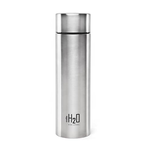 CELLO H2O Stainless Steel Water Bottle For Office & Daily Use 1000 ml, Silver | Single Wall Freezer & Fridge Safe, Lightweight & Stylish Leakproof Rus