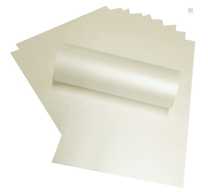 50 x A4 Pale Ivory Pearlescent Shimmer Paper 120gsm Double Sided Suitable for Inkjet and Laser Printers