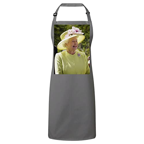 Tablier cuisine gris Reine Elizabeth d'Angleterre pour cuisiner avec élégance
