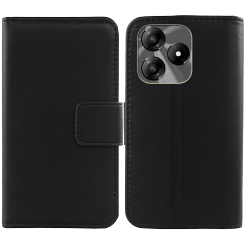 Tnviud Premium Genuine Real Flip Folder Folio Leather Case for Spectra J1 PRO 6.56" Phone Protection Protector Cover Book Wallet Business Skin Pouch Etui (Black)