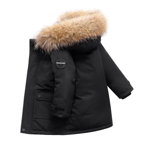 Manteau enfant garçon hiver imperméable avec capuche en fourrure linboo
