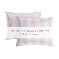 Juicy Couture Cabana Stripe Reversible Bedding Set - Queen/Full Size - Dogwood Pink/White Stripe Print – 6 Piece Set – Includes 1 90" x 90" Comforter, 3 Decorative Pillows, 2 Shams — image 4