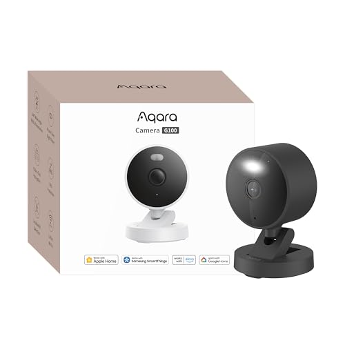 Aqara G100, 2K Sicherheitskamera für Innen & Außenbereich, HomeKit Secure Video, 2-Wege-Audio, Scheinwerfer Farb/IR Nachtsicht, KI-Erkennung,140°Sichtfeld, HomeKit, Alexa,Google,IFTTT, Schwarz