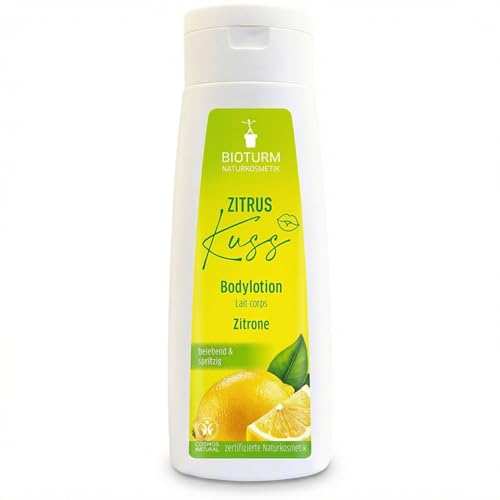 BIOTURM Bodylotion Zitrone 'Zitrus-Kuss' – Belebende Körperlotion mit frischem Zitronenduft für Vitalität – Bio-Sheabutter reguliert Feuchtigkeitshaushalt – Vegane Naturkosmetik