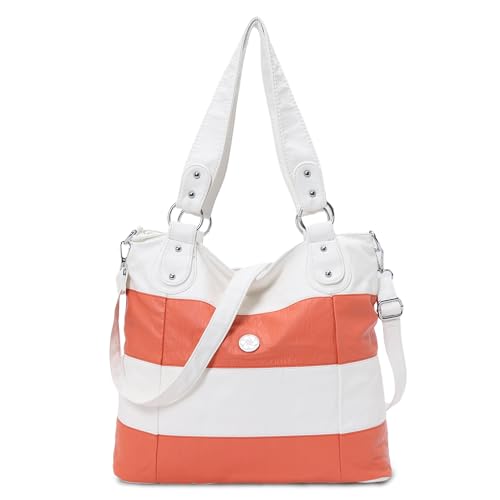 Angel Kiss Hobo Purses for Women Multi-Color Striped Lattice Cross Body Shoulder Purse Bag Tote Handbag