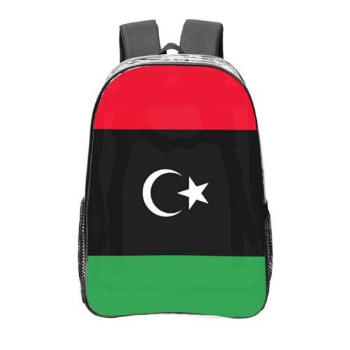 Sac à dos transparent scolaire avec drapeau libyen grand sac léger étudiant
