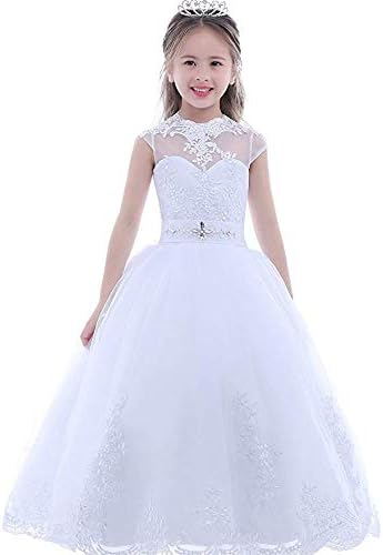 PROMNOVAS Girl's Ball Gown Half Sleeves First Communion Flower Girl Dresses