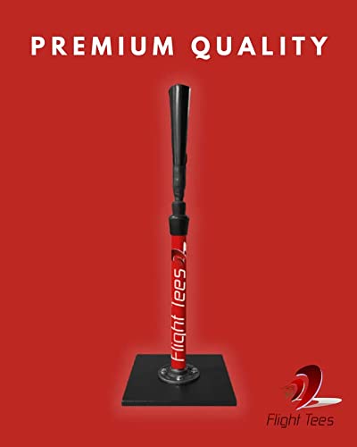 Flight Tees Baseball/Softball Hitting Tee | Solid & Durable Base W/Rolled Flexible Rubber Top | Portable, Lightweight & Compact Adjustable Batting Tee For Adults And Youth (Lime) #TOP2