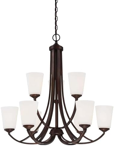 Minka Lavery 4969-284 Overland Park Chandelier, 9-Light, 900 Total Watts, 30-in H x 29.25-in W, Vintage Bronze