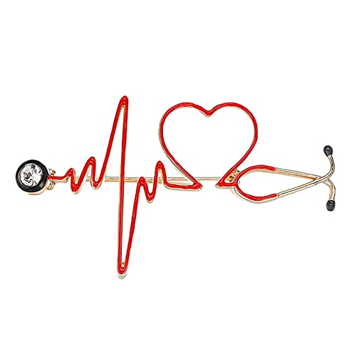 Image of Nurse Pin Stethoscope Pins Cuterus Heart-Shaped Pins Lapel Pin Personality Medical Jewelry for Women Nurse Accessories Gifts Hat Lapel Pins(Gold)