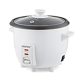Geepas Rice Cooker, 0.6L | Electric Rice Cooker with Keep Warm Function, Automatic Cooking, Non-Stick Inner Pot | Includes Measuring Cup, Spatula & Glass Lid | 300W, 2 Year Warranty