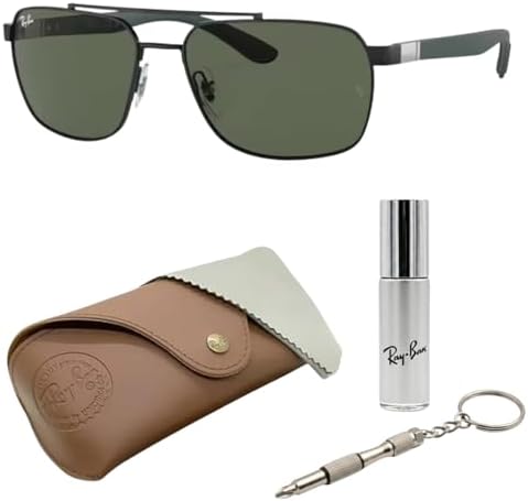 Ray-Ban RB3701 rectangle shape SUNGLASSES Eyewear Kit Bundle