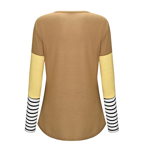YHEGHT Camiseta feminina longa para maternidade para amamentação blusa estampada manga listrada blus