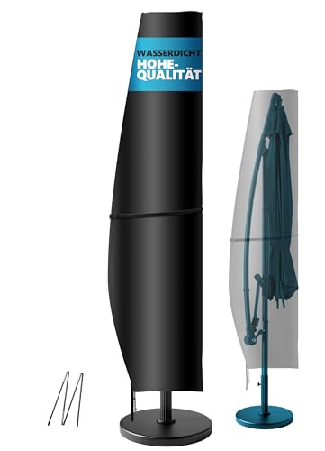 4smile Sonnenschirm Schutzhülle für 2 bis 4 m, 420D Oxford-Stoff – Strapazierfähige Ampelschirm Schutzhülle, Wetterfest, UV-beständig, Abdeckung für Garten & Außenbereich, Schwarz