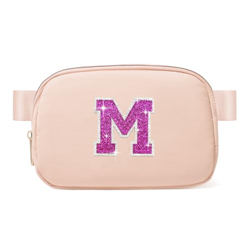 Image of Personalized Initial Crossbody Bag Fanny Pack Purse For 6-12 Year Old Girl, Teen Sister Daughter, Coral Pink-M