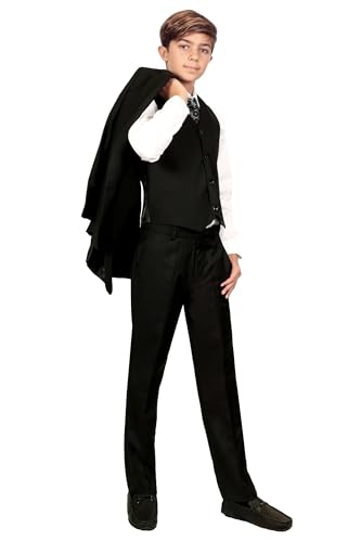 Gioberti Boy's Formal 6 Piece Suit Set, Black, Size 3T
