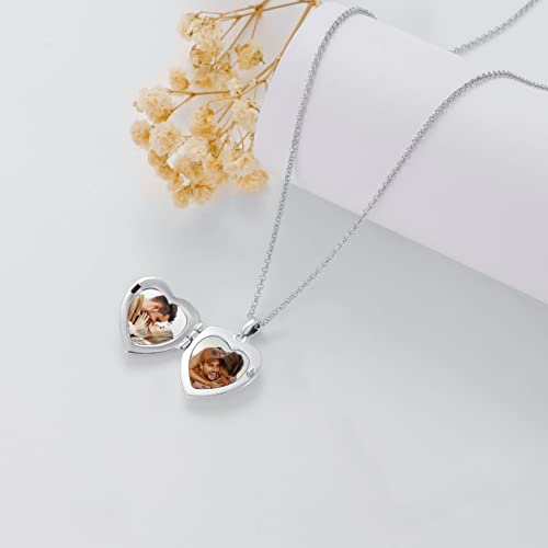 Pelovny Mothers Day Gifts Bird Heart Locket Necklace That Holds Pictures Photo With Blue Cz Sterling Silver Locket Jewelry Gifts For Women #TOP3