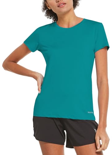BALEAF Camisetas femininas de corrida de manga curta atléticas, leves, secagem rápida, treino, yoga,