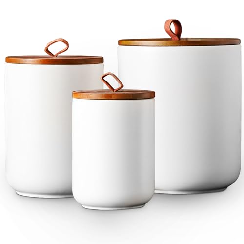 JOJUNO White Ceramic Food Storage Canister Set (30 oz, 48