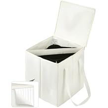 Qozary Clothes Hanger Organizer Bag-Rigid Hanger Storage Holder with Lid for Dustproof, Sturdy Caddy Organizer Box with Handle