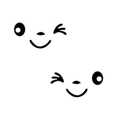 2 Pcs Smiley 3D Mini Car Rearview Mirror Decal (Black) #TOP1
